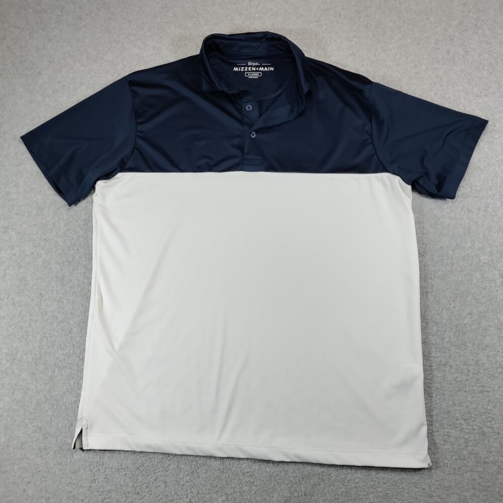 Mizzen + Main Phil Mickelson Polo Shirt Mens XL Blue White Color Block Golf